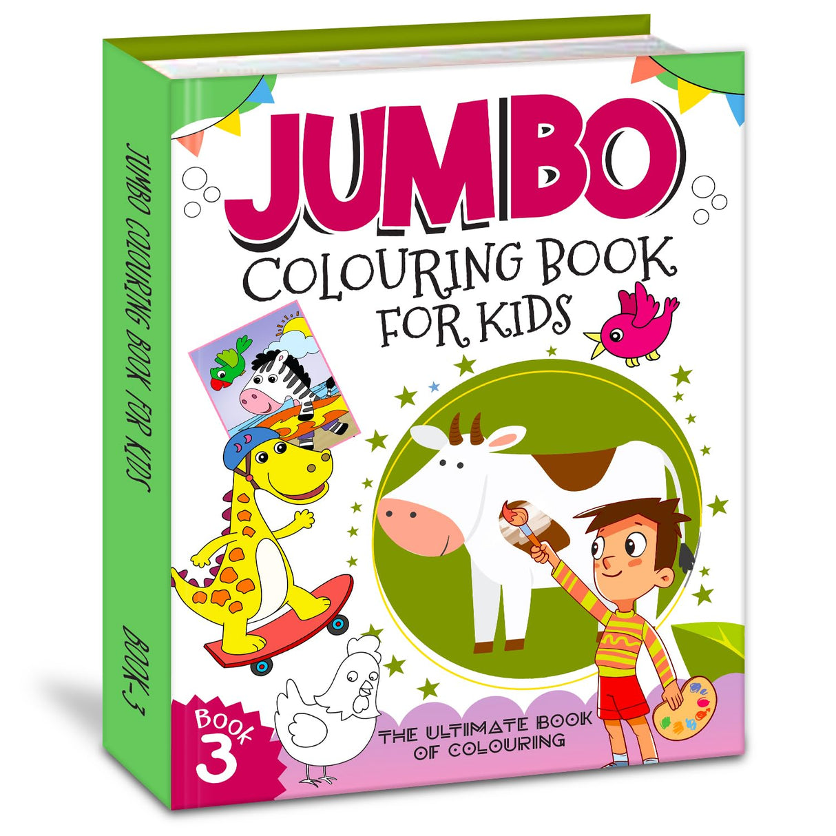 Jumbo Colouring Book 3 - Activity Colouring Book for 3 to 6 Years Kids - Gift to Children for Painting, Drawing and Colouring with Reference for Kids