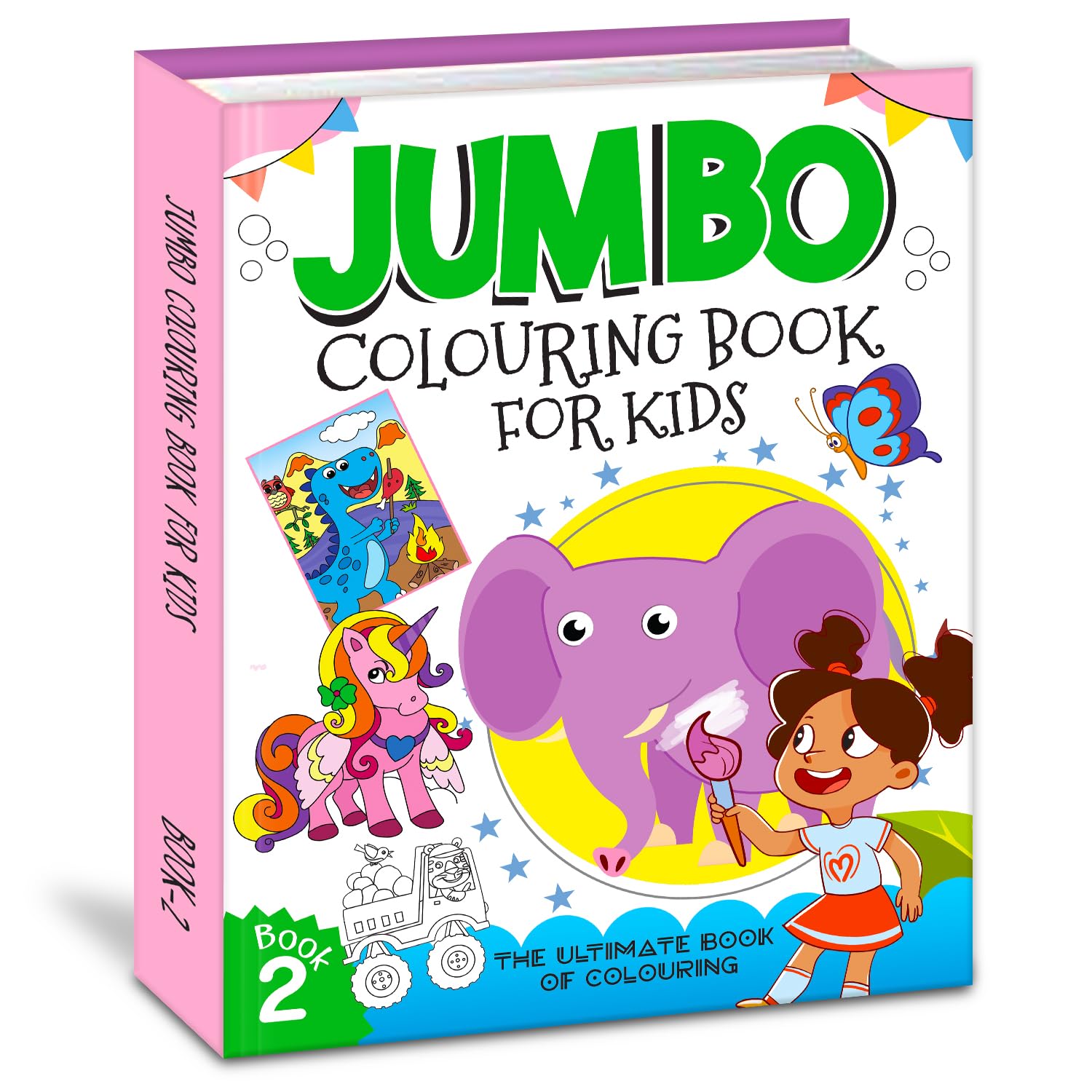 Jumbo Colouring Book -2 Activity Colouring Book for 3 to 6 Years Kids - Gift to Children for Painting, Drawing and Colouring With Reference for Kids