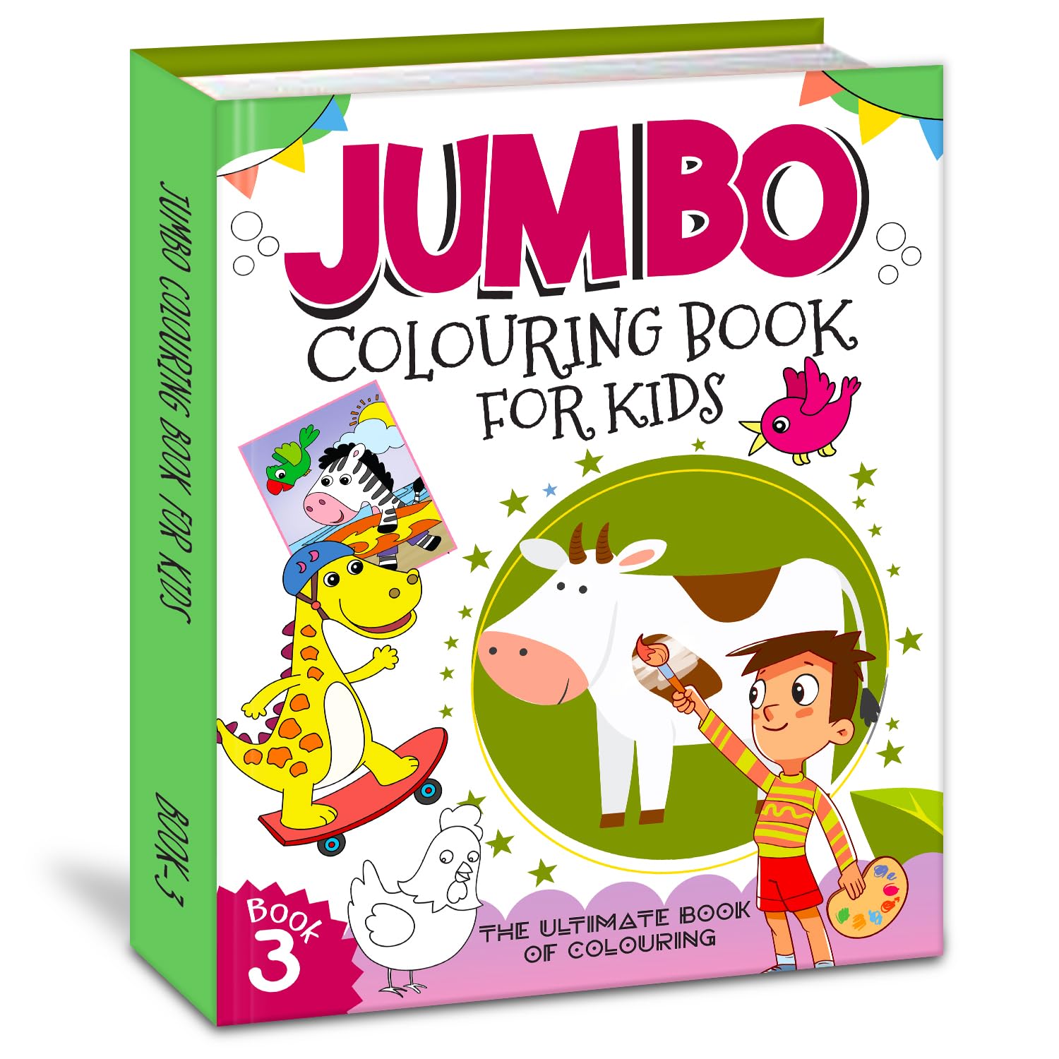 Jumbo Colouring Book 3 - Activity Colouring Book for 3 to 6 Years Kids - Gift to Children for Painting, Drawing and Colouring With Reference for Kids