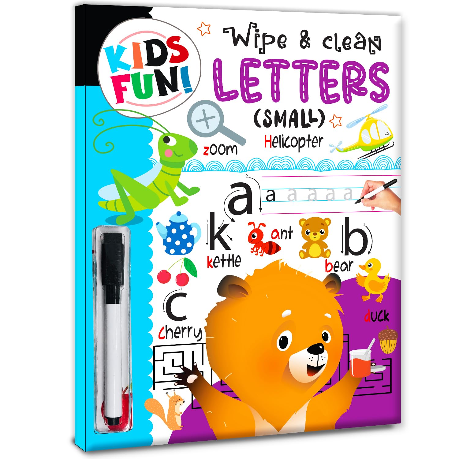 Kids Fun! Reusable Wipe and Clean Book - Embark on an Exciting Journey Exploring Small Letters / Alphabet and Enhance Early Learning Skills Through Playful Interaction: Wipe & Clean Letters - Small