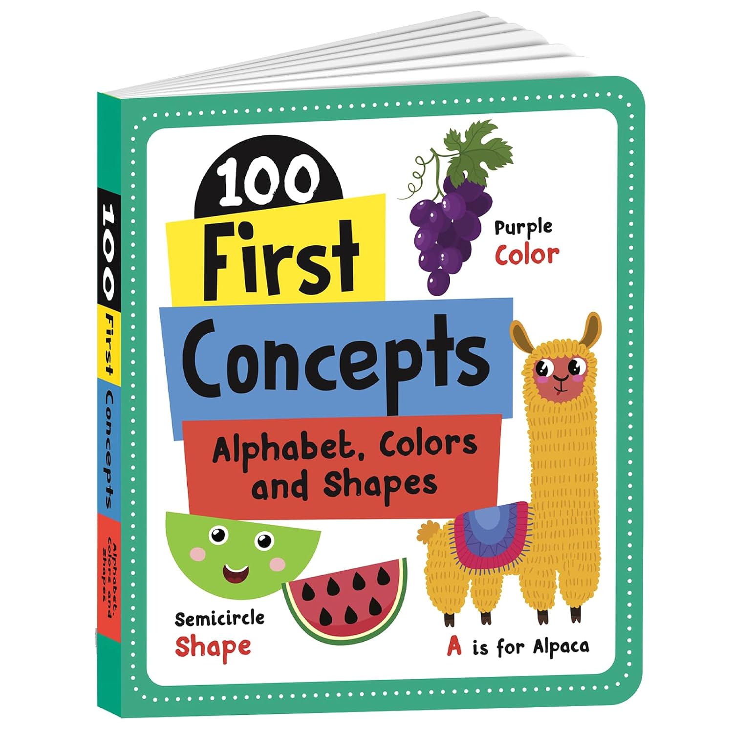 100 First Concepts: Alphabet, Shapes and Colors: Fun Learning Board Book for Preschool Kids