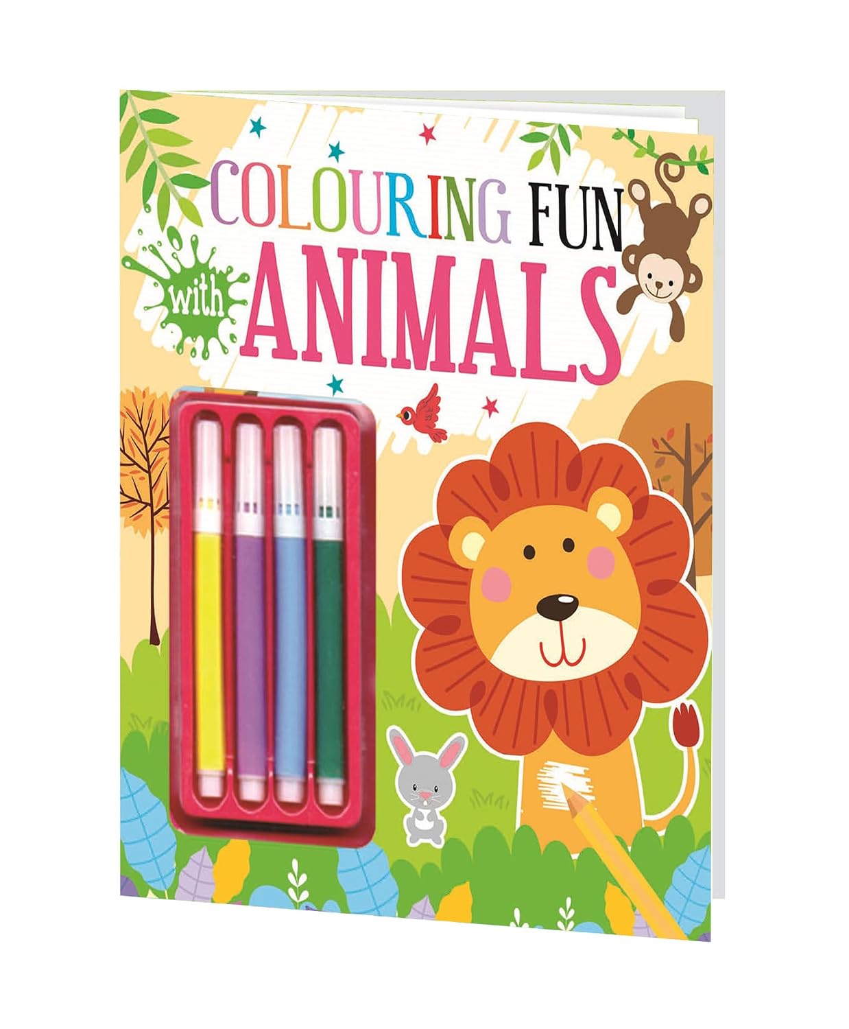 Hello Friend Books Sketch and Colour Fun: Animals - Colouring Book With Set of 4 Sketch Pens