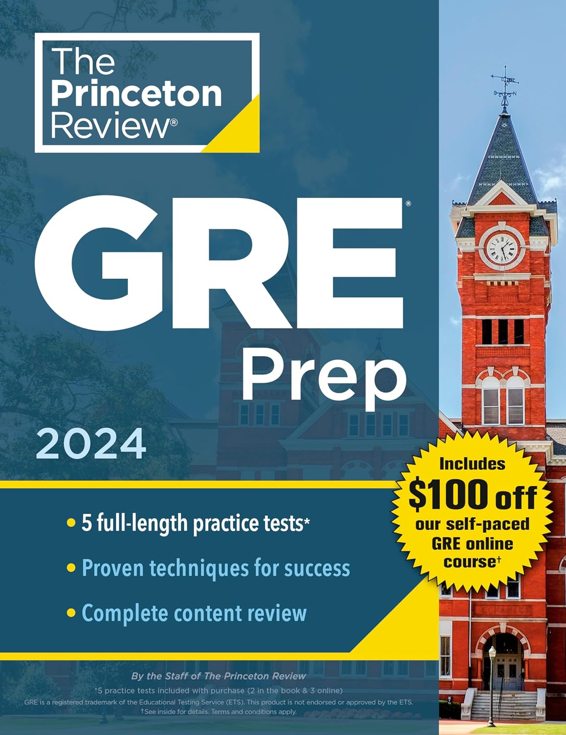 Princeton Review GRE Prep 2024: 5 Practice Tests + Review and Techniques + Online Features
