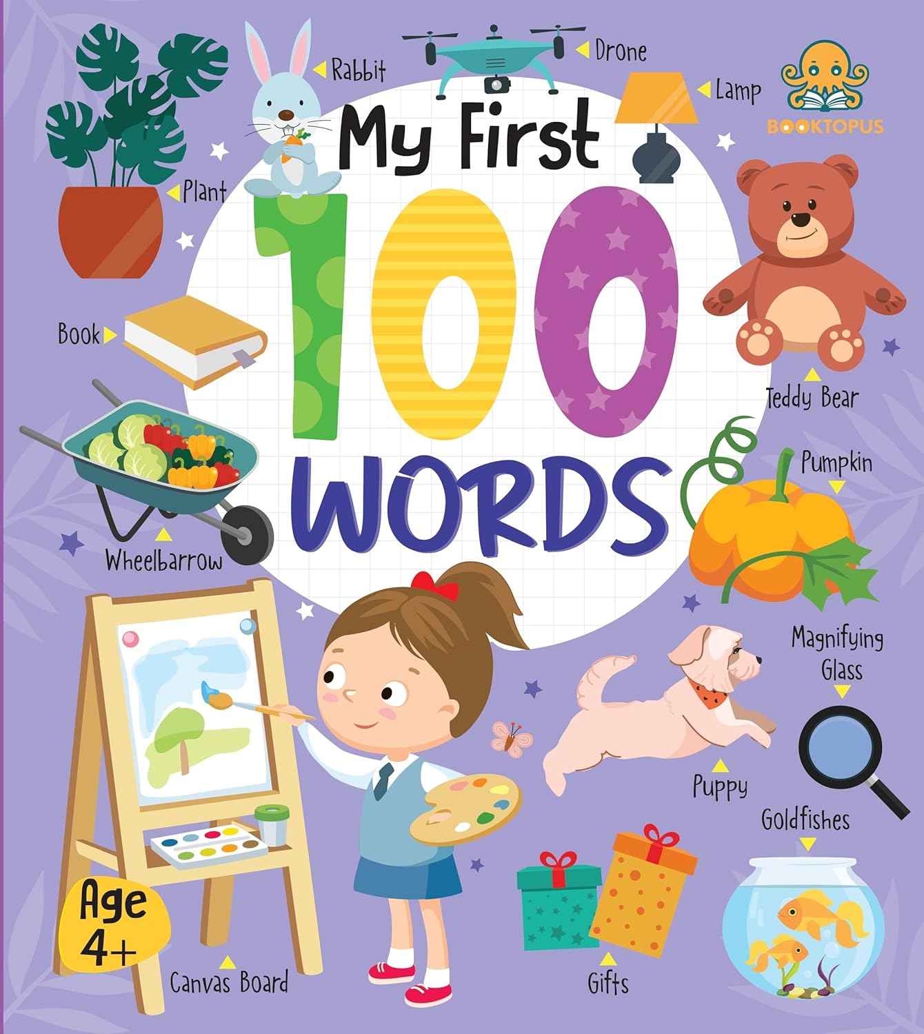 Booktopus Board Book - My First 100 Words - Early Learning Books for Kids - Picture Books for Baby 4+ Years