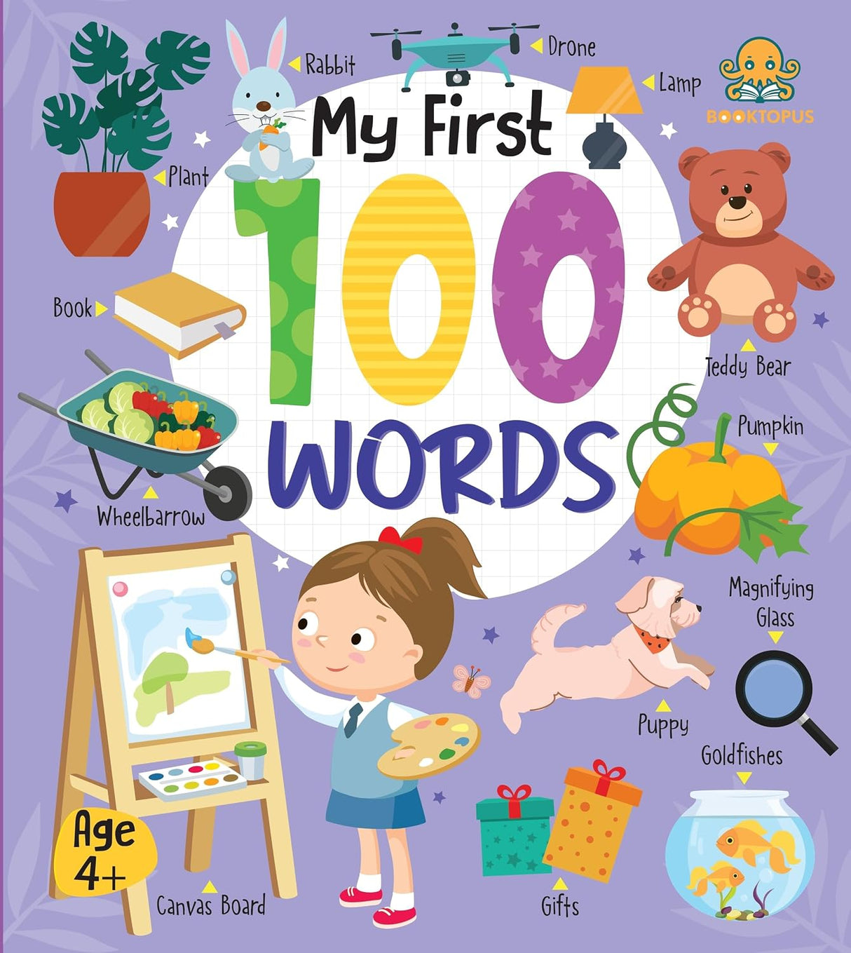 Booktopus Board Book - My First 100 Words - Early Learning Books for Kids - Picture Books for Baby 4+ Years
