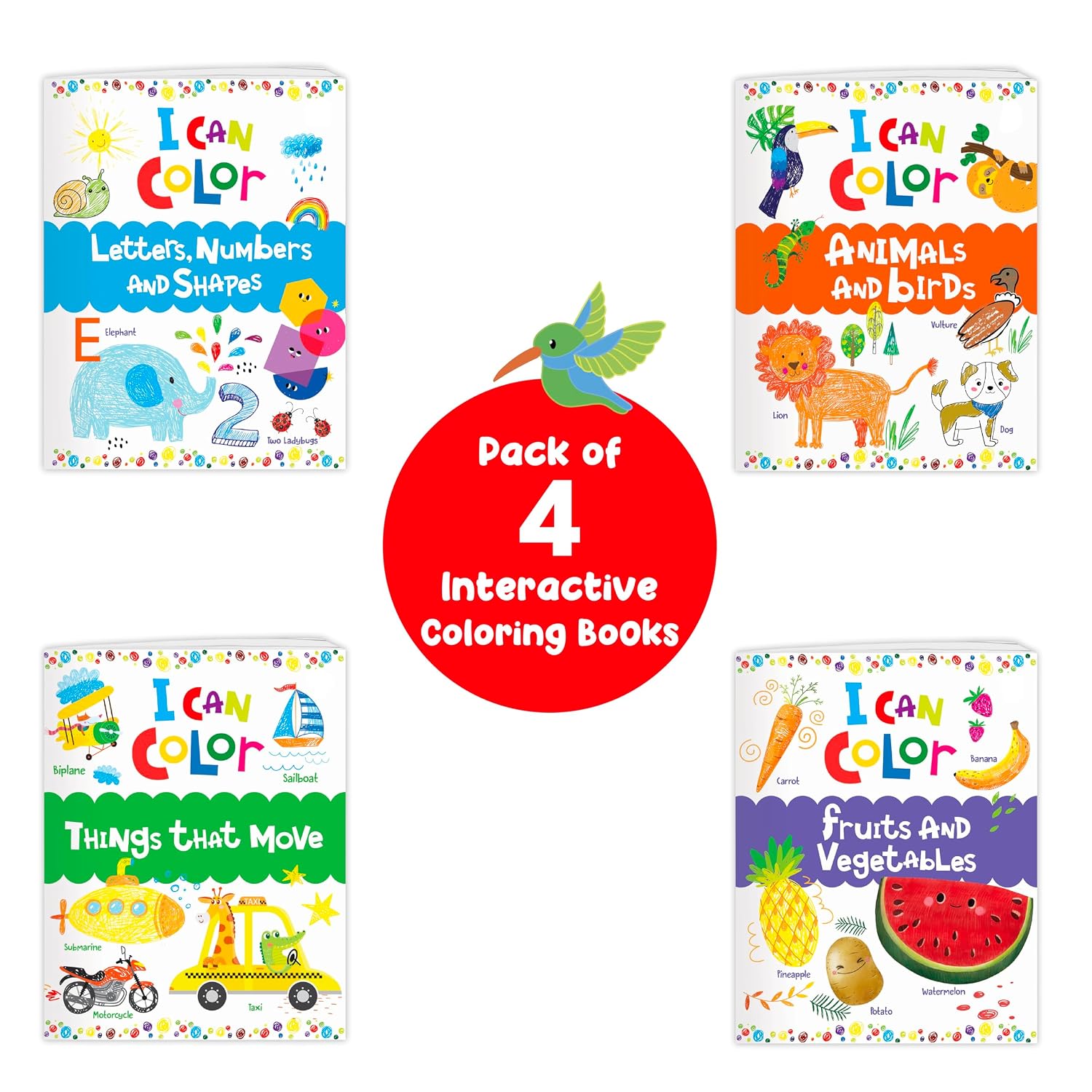 I Can Color Pack: Set of 4 Fun & Easy Coloring Books for Toddlers and Preschool Kids