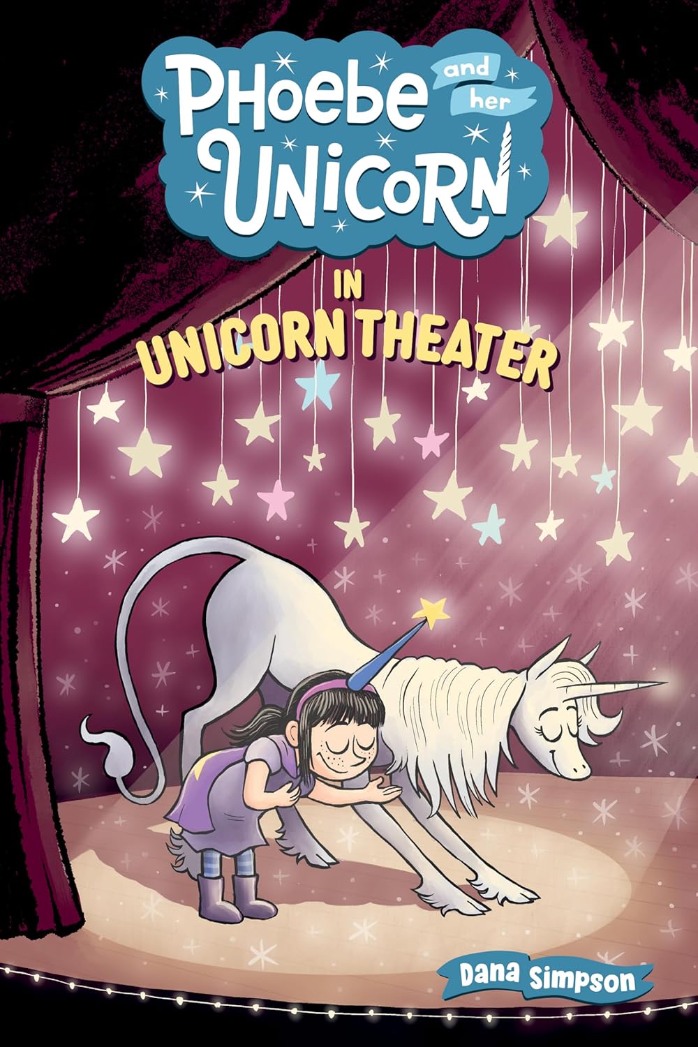 Phoebe and her unicorn in unicorn theater