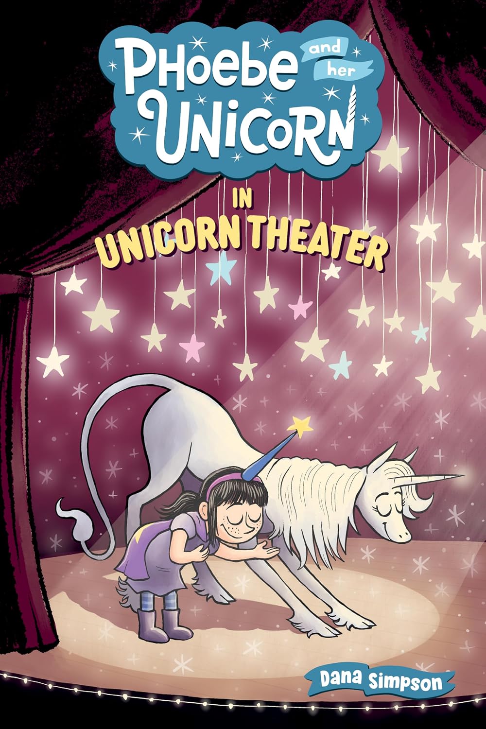 Phoebe and her unicorn in unicorn theater