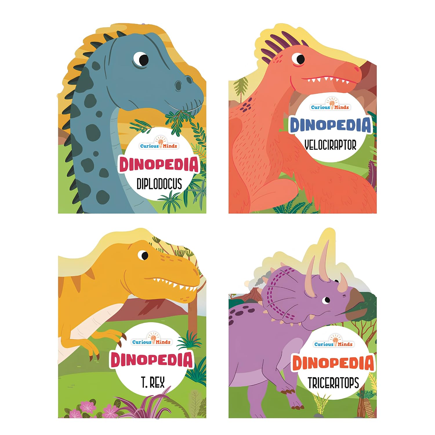 Set of 4 Children Dinosaur Encyclopedia Die Cut Books for 5+