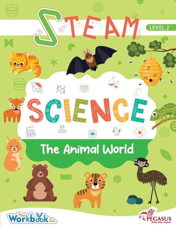 Team Pegasus Steam Science Learning Book for Kids - Level 2, Ages 4-5, Animal Activities, Early Science Skills for Preschool Children